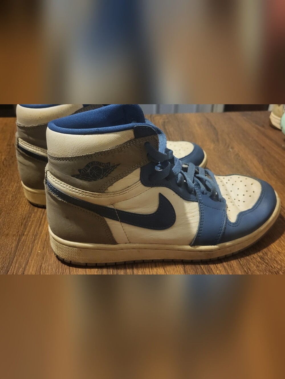 Nike Air Jordan MID Sneakers in Navy and Cream And GRAY